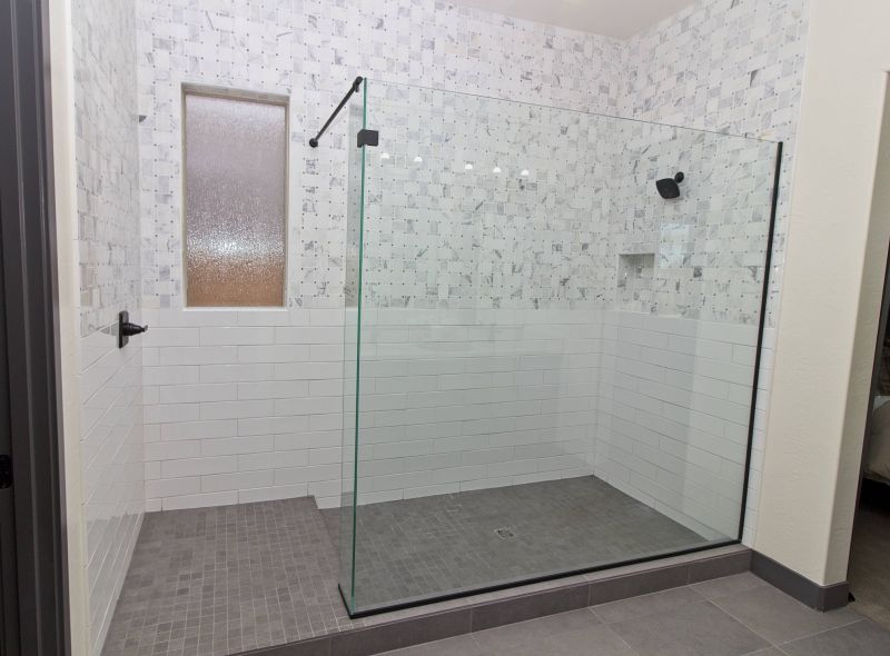 Open Shower with Large Tiles